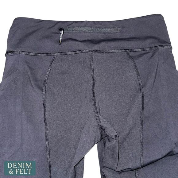 Lululemon Black Cropped Leggings Size 6 w/ Side Pockets & Back Zip Pocket - Picture 9 of 10